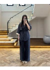LACİVERT TENSEL YARIM KOL GÖMLEK PANTOLON TAKIM-267309