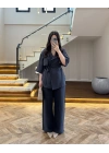 LACİVERT TENSEL YARIM KOL GÖMLEK PANTOLON TAKIM-267309