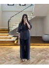LACİVERT TENSEL YARIM KOL GÖMLEK PANTOLON TAKIM-267309