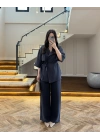 LACİVERT TENSEL YARIM KOL GÖMLEK PANTOLON TAKIM-267309
