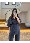 LACİVERT TENSEL YARIM KOL GÖMLEK PANTOLON TAKIM-267309