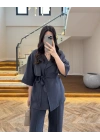 LACİVERT TENSEL YARIM KOL GÖMLEK PANTOLON TAKIM-267309