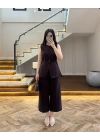 KAHVE SIFIR YAKA BAĞCIKLI YELEK PANTOLON TAKIM-267326
