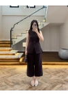 KAHVE SIFIR YAKA BAĞCIKLI YELEK PANTOLON TAKIM-267326