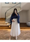 LACİVERT UÇUŞAN PELERİN BLUZ -5026