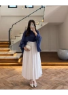 LACİVERT UÇUŞAN PELERİN BLUZ -5026