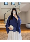 LACİVERT UÇUŞAN PELERİN BLUZ -5026