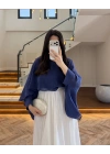 LACİVERT UÇUŞAN PELERİN BLUZ -5026
