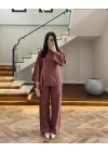 KİREMİT KETEN KUMAŞ KUPLU TAKIM-9053