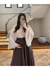 KAHVE PUANTİYELİ PANÇO BLUZ-5074