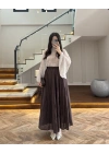 KAHVE PUANTİYELİ PANÇO BLUZ-5074