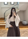 KAHVE PUANTİYELİ PANÇO BLUZ-5074