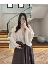 KAHVE PUANTİYELİ PANÇO BLUZ-5074