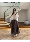 KAHVE PUANTİYELİ PANÇO BLUZ-5074