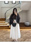SİYAH BEYAZ PUANTİYELİ PANÇO BLUZ-5074