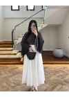SİYAH BEYAZ PUANTİYELİ PANÇO BLUZ-5074