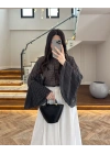 SİYAH BEYAZ PUANTİYELİ PANÇO BLUZ-5074