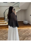 SİYAH BEYAZ PUANTİYELİ PANÇO BLUZ-5074