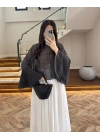 SİYAH BEYAZ PUANTİYELİ PANÇO BLUZ-5074