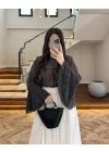 SİYAH BEYAZ PUANTİYELİ PANÇO BLUZ-5074