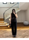 SİYAH YELEK İSPNYL PAÇA PANTOLON TAKIM-8891