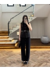 SİYAH YELEK İSPNYL PAÇA PANTOLON TAKIM-8891