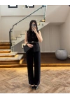SİYAH YELEK İSPNYL PAÇA PANTOLON TAKIM-8891