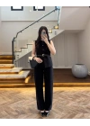 SİYAH YELEK İSPNYL PAÇA PANTOLON TAKIM-8891