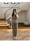 HAKİ YELEK İSPNYL PAÇA PANTOLON TAKIM- 8891