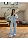 BUZ MAVİ YIKAMALI TENSEL TAKIM -37341