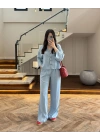 BUZ MAVİ YIKAMALI TENSEL TAKIM -37341
