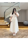 EKRU BEBE YAKA BALON KOL ELBİSE-8869