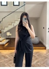 TASARIM BLUZ PANTOLON TAKIM SİYAH-9083