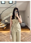 TASARIM BLUZ PANTOLON TAKIM MİNT-9083