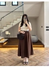 BASİC KAHVE KEMERLİ ELBİSE -4113