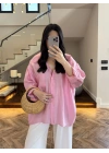 PEMBE DÜŞÜK OMUZ TENSEL GÖMLEK-4612