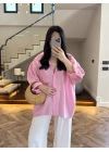 PEMBE DÜŞÜK OMUZ TENSEL GÖMLEK-4612