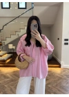 PEMBE DÜŞÜK OMUZ TENSEL GÖMLEK-4612