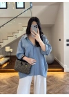 İNDİGO DÜŞÜK OMUZ TENSEL GÖMLEK-4612