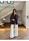 KAHVE ÖNÜ BAĞLAMALI KİMONO -5425