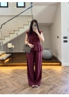 BORDO TENSEL NEVÜRLÜ BLUZ PANTOLON TAKIM-250483