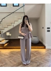 VİZON TENSEL NEVÜRLÜ BLUZ PANTOLON TAKIM-250483