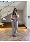 VİZON TENSEL NEVÜRLÜ BLUZ PANTOLON TAKIM-250483