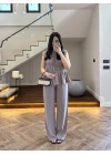 VİZON TENSEL NEVÜRLÜ BLUZ PANTOLON TAKIM-250483