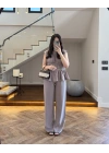 VİZON TENSEL NEVÜRLÜ BLUZ PANTOLON TAKIM-250483