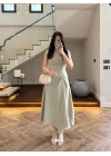 MİNT DÜĞÜM DETAY KOLSUZ ELBİSE -2386
