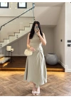 MİNT DÜĞÜM DETAY KOLSUZ ELBİSE -2386