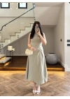 MİNT DÜĞÜM DETAY KOLSUZ ELBİSE -2386