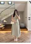 MİNT DÜĞÜM DETAY KOLSUZ ELBİSE -2386