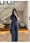 LACİVERT DİK YAKA TASARIM TAKIM-9154